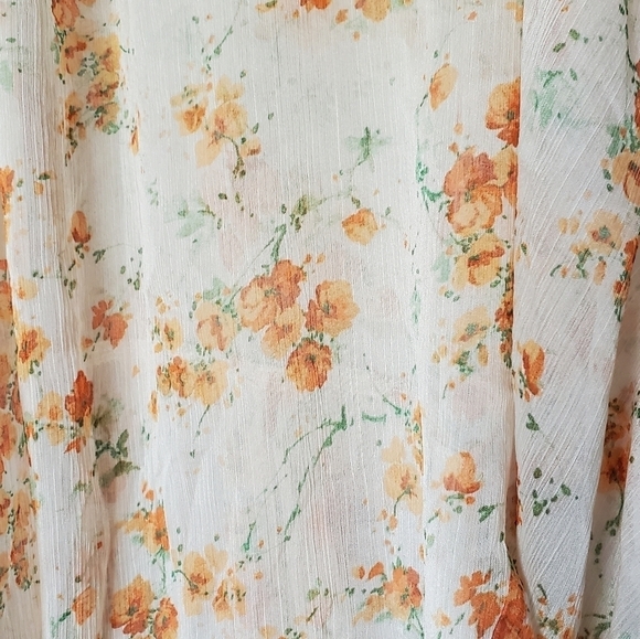 Zara Floral Blouse in Cream and Orange - Picture 6 of 7